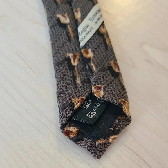 🇮🇹🌷ZEGNA vintage tie, brown, tulips pattern - Picture 11 of 13